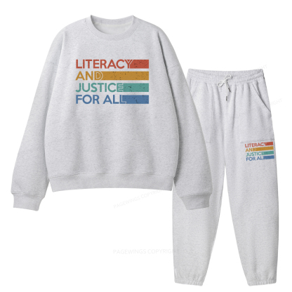 Pagewings Literacy and Justice For All Unisex Fleece Sweatshirt Set 
