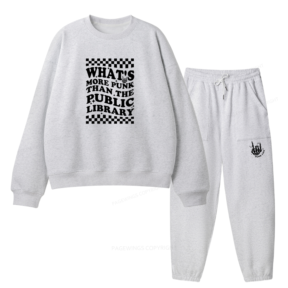 Pagewings Punk The Public Library Unisex Fleece Sweatshirt Set 