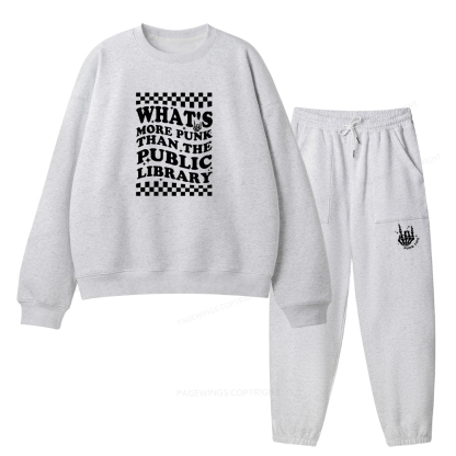 Pagewings Punk The Public Library Unisex Fleece Sweatshirt Set 