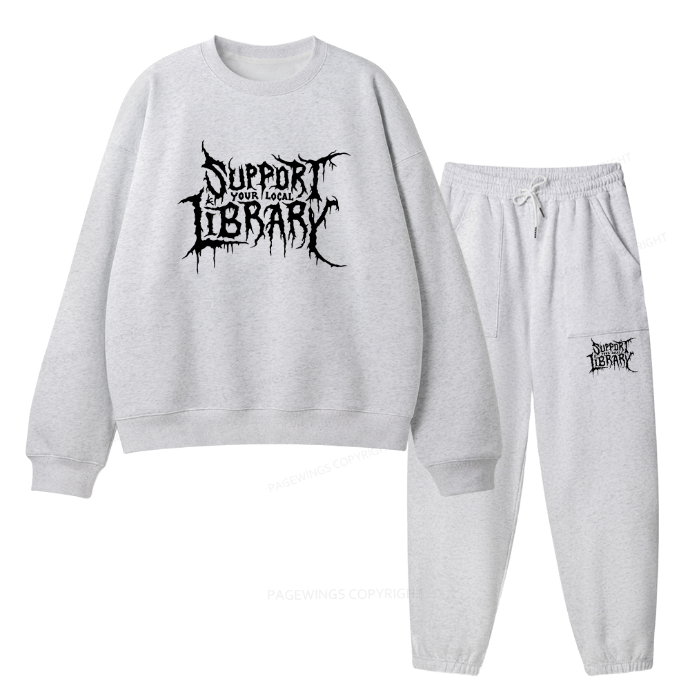 Pagewings Support Your Local Library Unisex Fleece Sweatshirt Set 