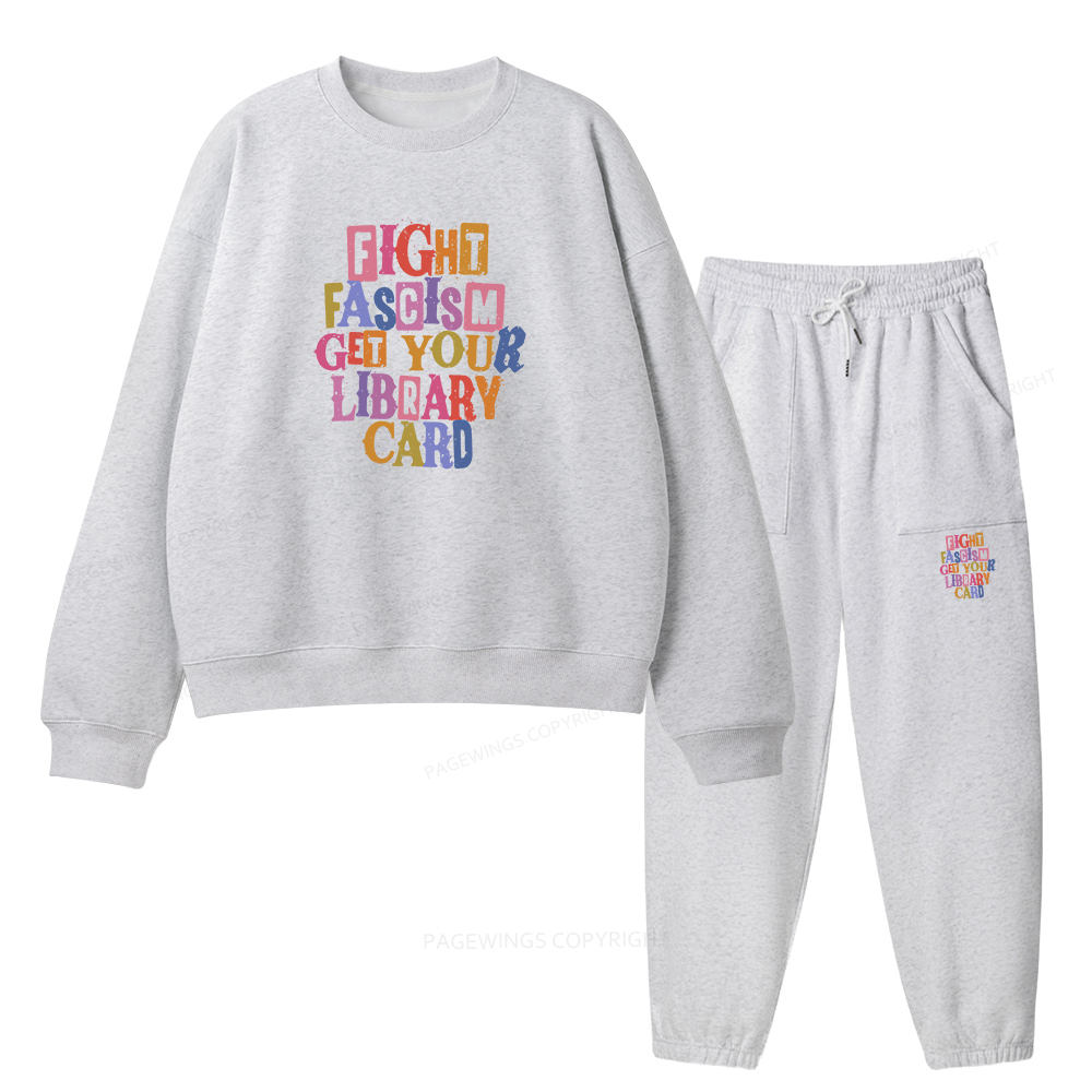 Pagewings Get Your Library Card Unisex Fleece Sweatshirt Set 