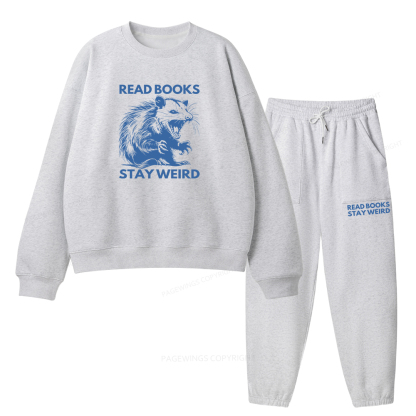 Pagewings Read Books Stay Weird Unisex Fleece Sweatshirt Set 