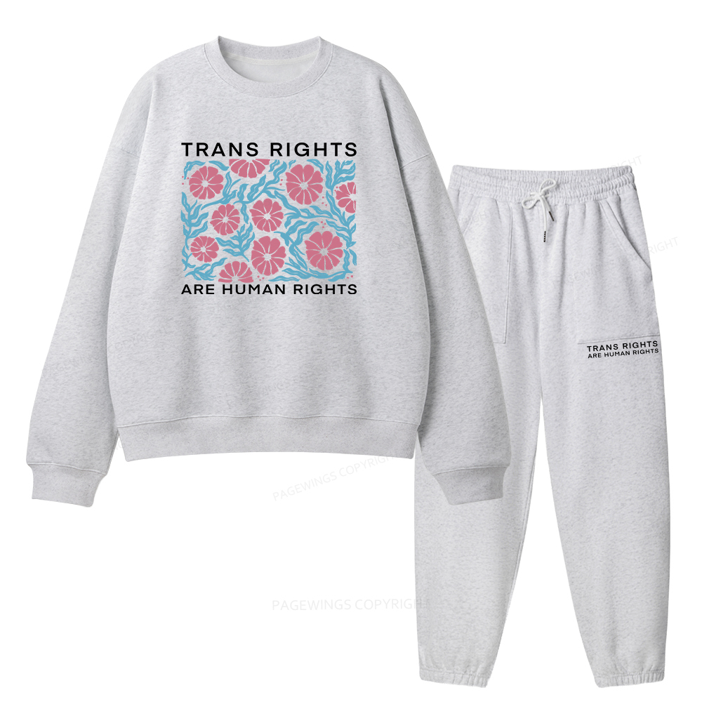 Pagewings Trans Rights Are Human Rights Unisex Fleece Sweatshirt Set 
