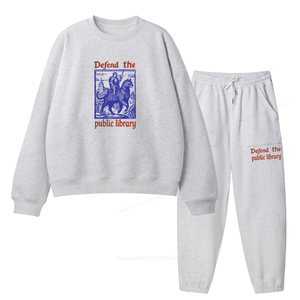 Pagewings Defend the Public Library Unisex Fleece Sweatshirt Set 