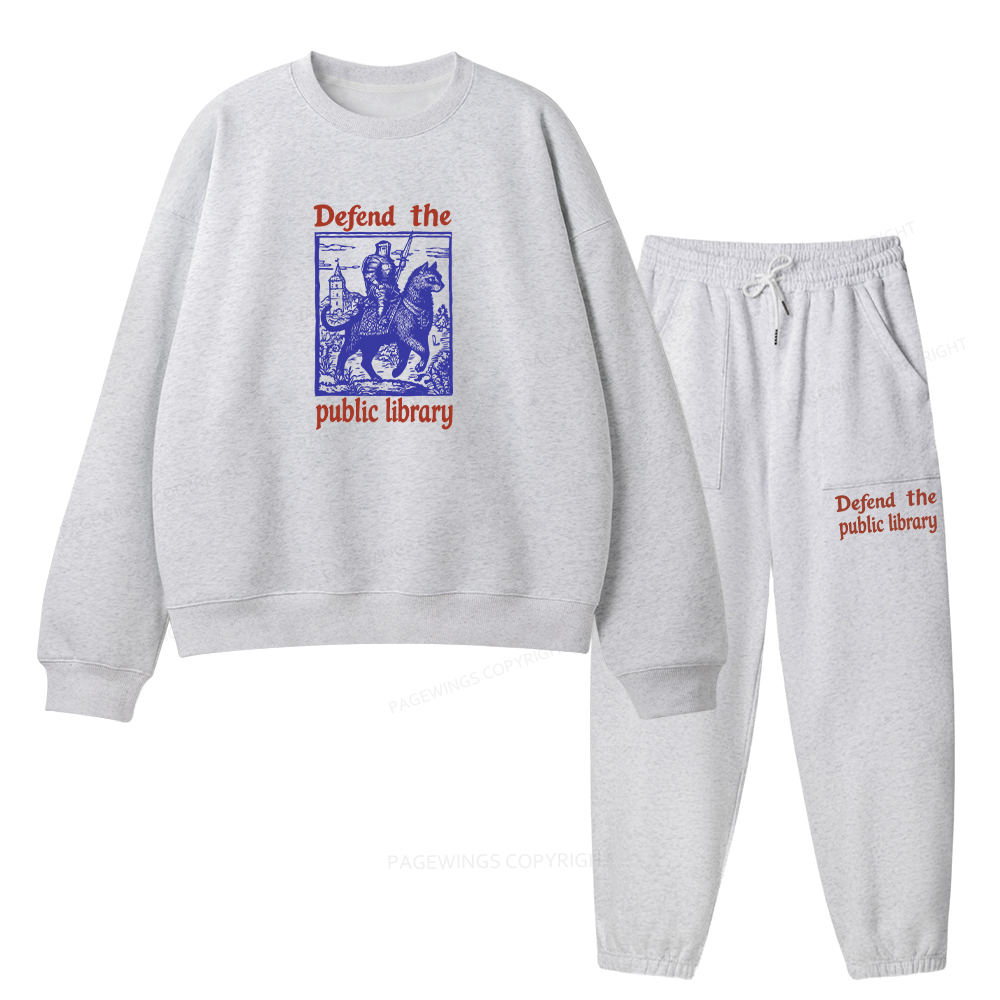 Pagewings Defend the Public Library Unisex Fleece Sweatshirt Set 
