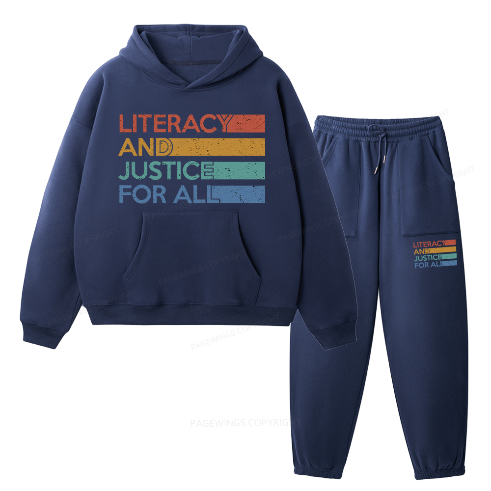 Pagewings Literacy and Justice For All Unisex Fleece Hoodie Set