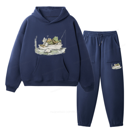Pagewings Frog Reading Unisex Fleece Hoodie Set