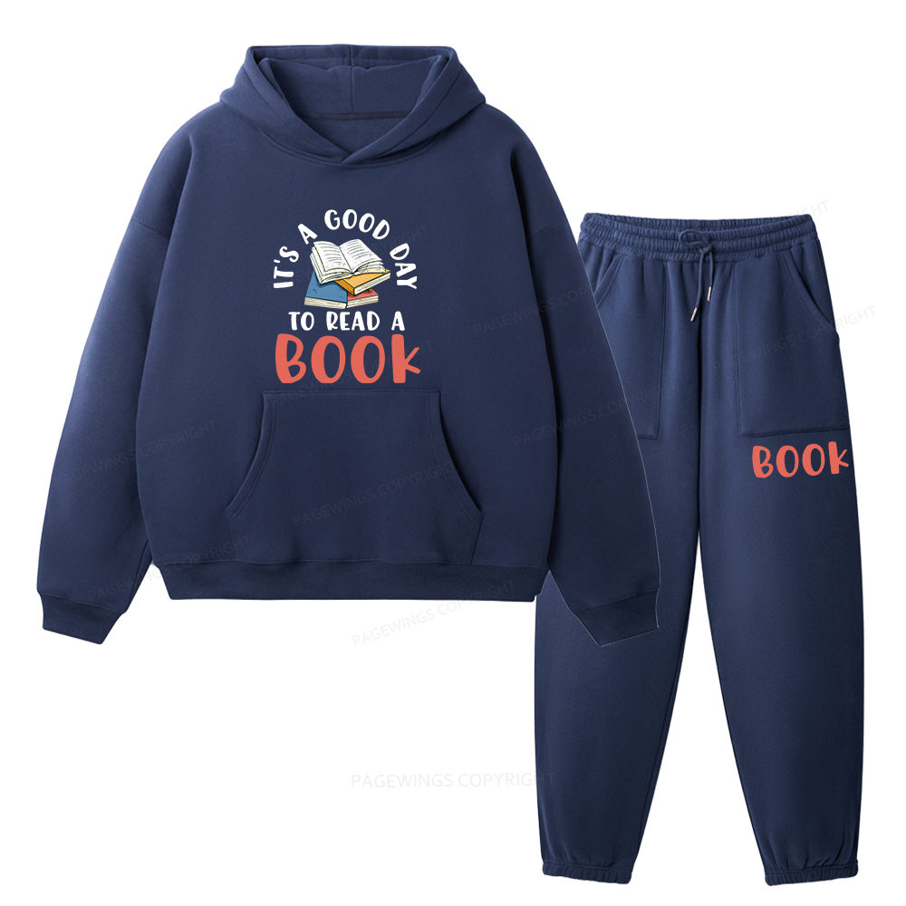 Pagewings It’s a Good Day to Read a Book Unisex Fleece Hoodie Set