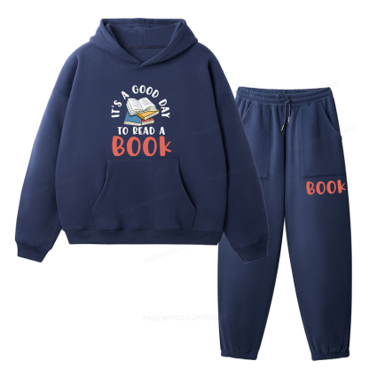 Pagewings It’s a Good Day to Read a Book Unisex Fleece Hoodie Set