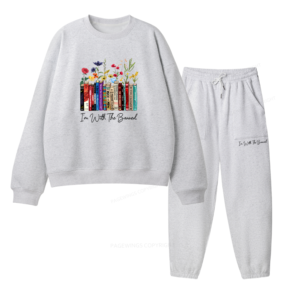 Pagewings  I'm With The Banned Flowers Unisex Fleece Sweatshirt Set 
