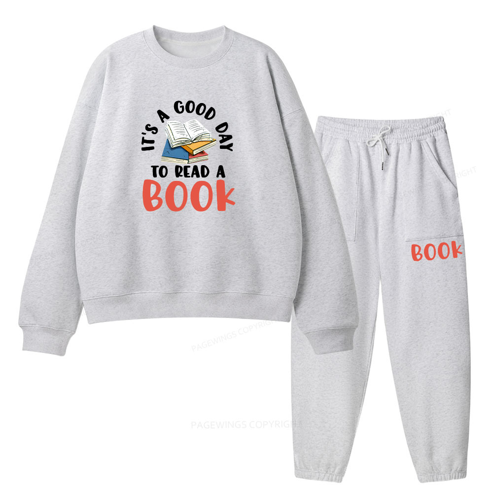 Pagewings It’s a Good Day to Read a Book Unisex Fleece Sweatshirt Set 