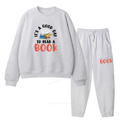 Pagewings It’s a Good Day to Read a Book Unisex Fleece Sweatshirt Set 