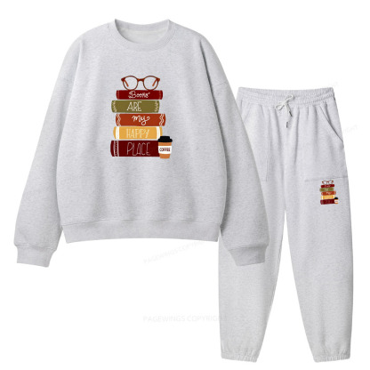 Pagewings Books are My Happy Place Unisex Fleece Sweatshirt Set 