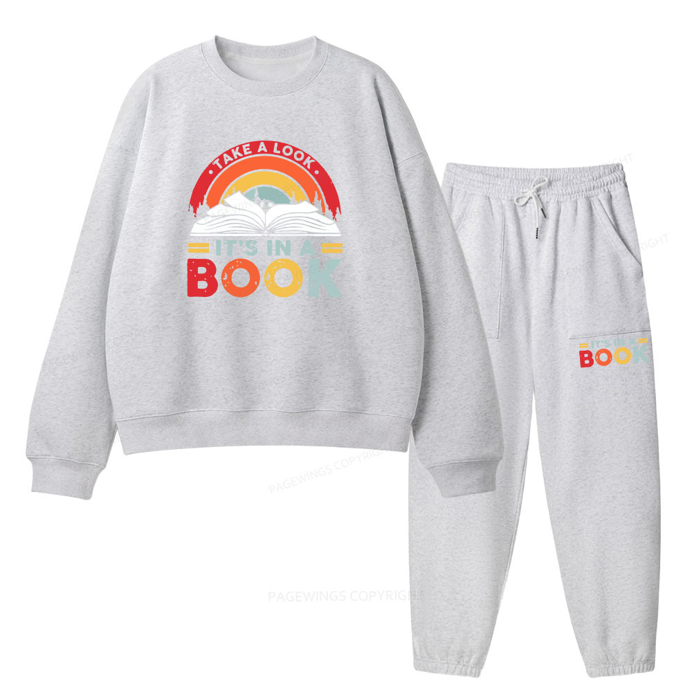 Pagewings Take A Look It's In A Book Unisex Fleece Sweatshirt Set 