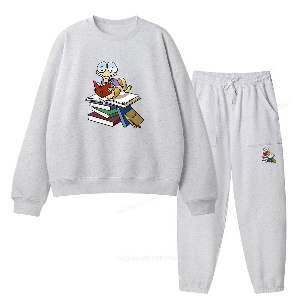 Pagewings Reading Snail and Book Unisex Fleece Sweatshirt Set 