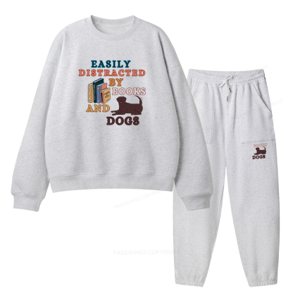 Pagewings Easily Distracted By Books And Labrador Unisex Fleece Sweatshirt Set 