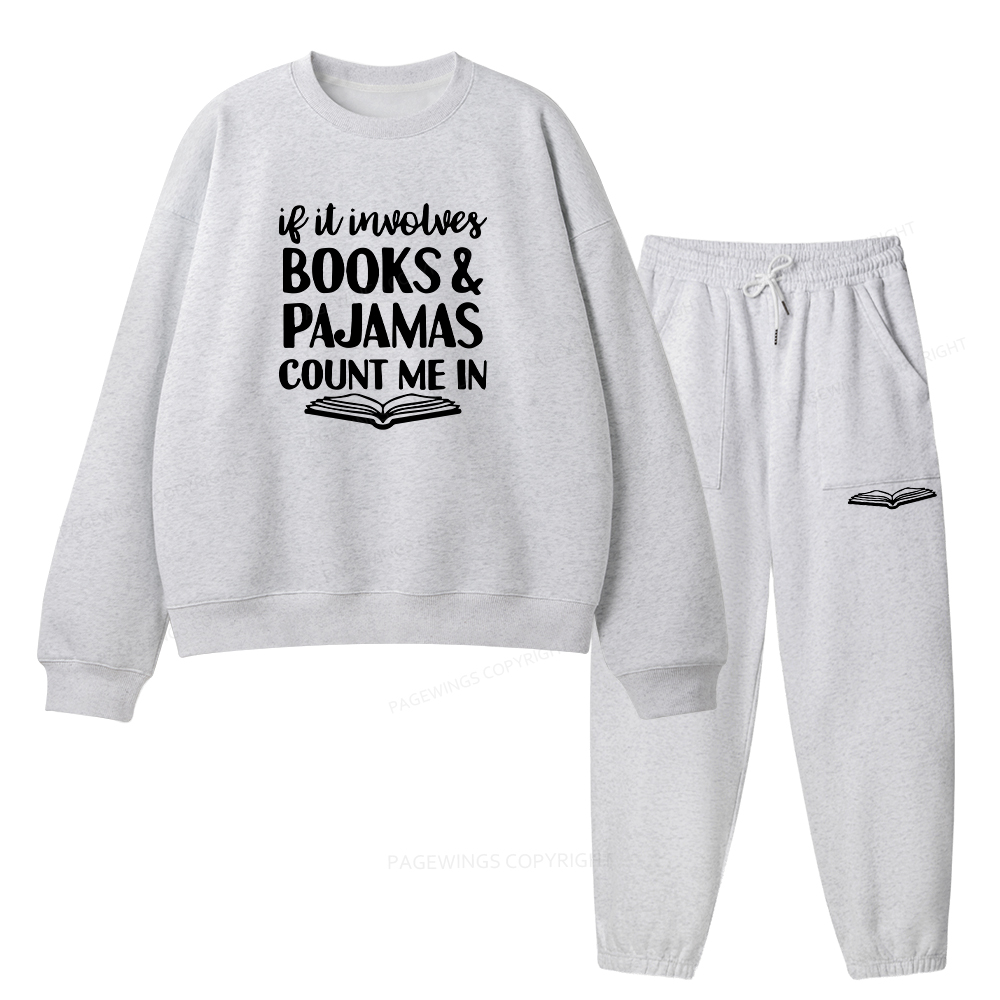 Pagewings Books And Pajamas Unisex Fleece Sweatshirt Set 