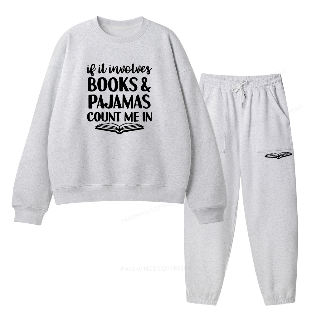 Pagewings Books And Pajamas Unisex Fleece Sweatshirt Set 