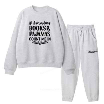 Pagewings Books And Pajamas Unisex Fleece Sweatshirt Set 