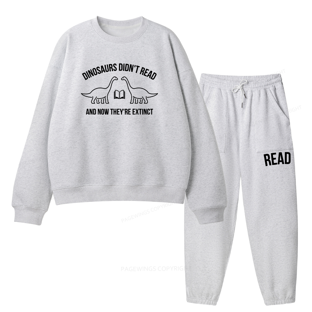 Pagewings Dinosaurs Didn't Read Unisex Fleece Sweatshirt Set 