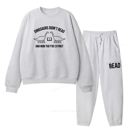 Pagewings Dinosaurs Didn't Read Unisex Fleece Sweatshirt Set 
