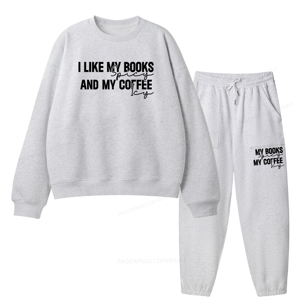 Pagewings I Like My Books And My Coffee Unisex Fleece Sweatshirt Set 