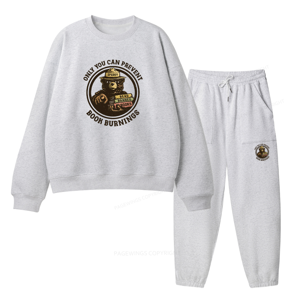 Pagewings Only You Can Prevent Book Burnings Unisex Fleece Sweatshirt Set 