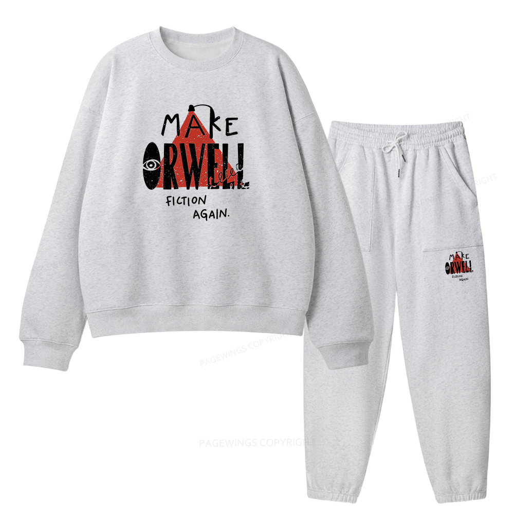 Pagewings Make Orwell Fiction Again Unisex Fleece Sweatshirt Set 