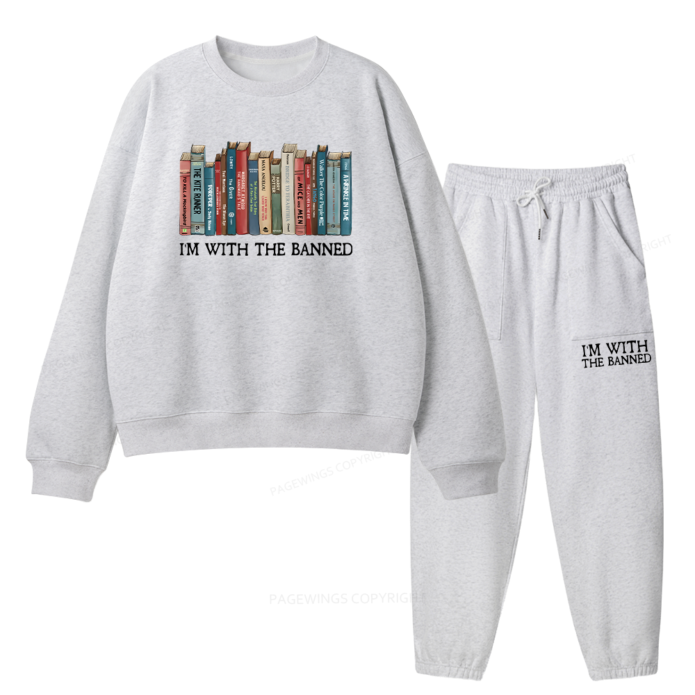 Pagewings I'm With The Banned Unisex Fleece Sweatshirt Set 