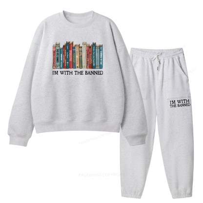 Pagewings I'm With The Banned Unisex Fleece Sweatshirt Set 