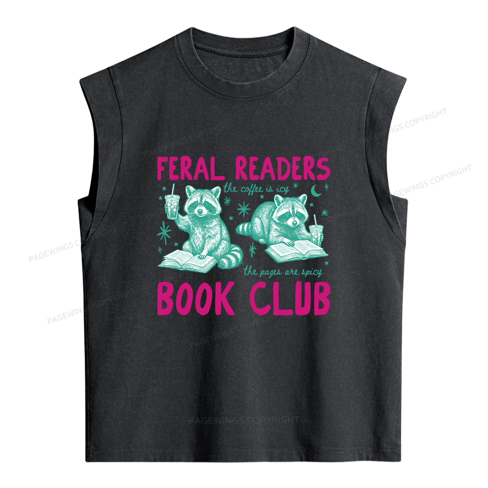 Pagewings Feral Readers Book Club Women's Washed Tank Top