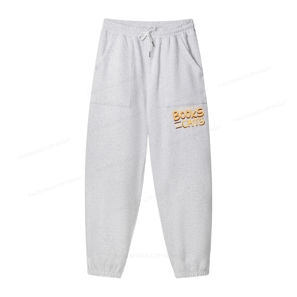 Pagewings All I Need Is Books And Cats Unisex Fleece Hoodie Set