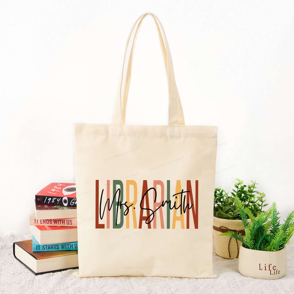 Pagewing Personalized Librarian Tote Bag