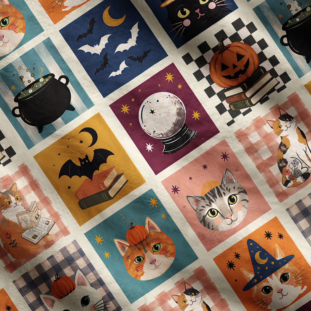 Pagewings Halloween cat reading Women's Cardigan Sweater