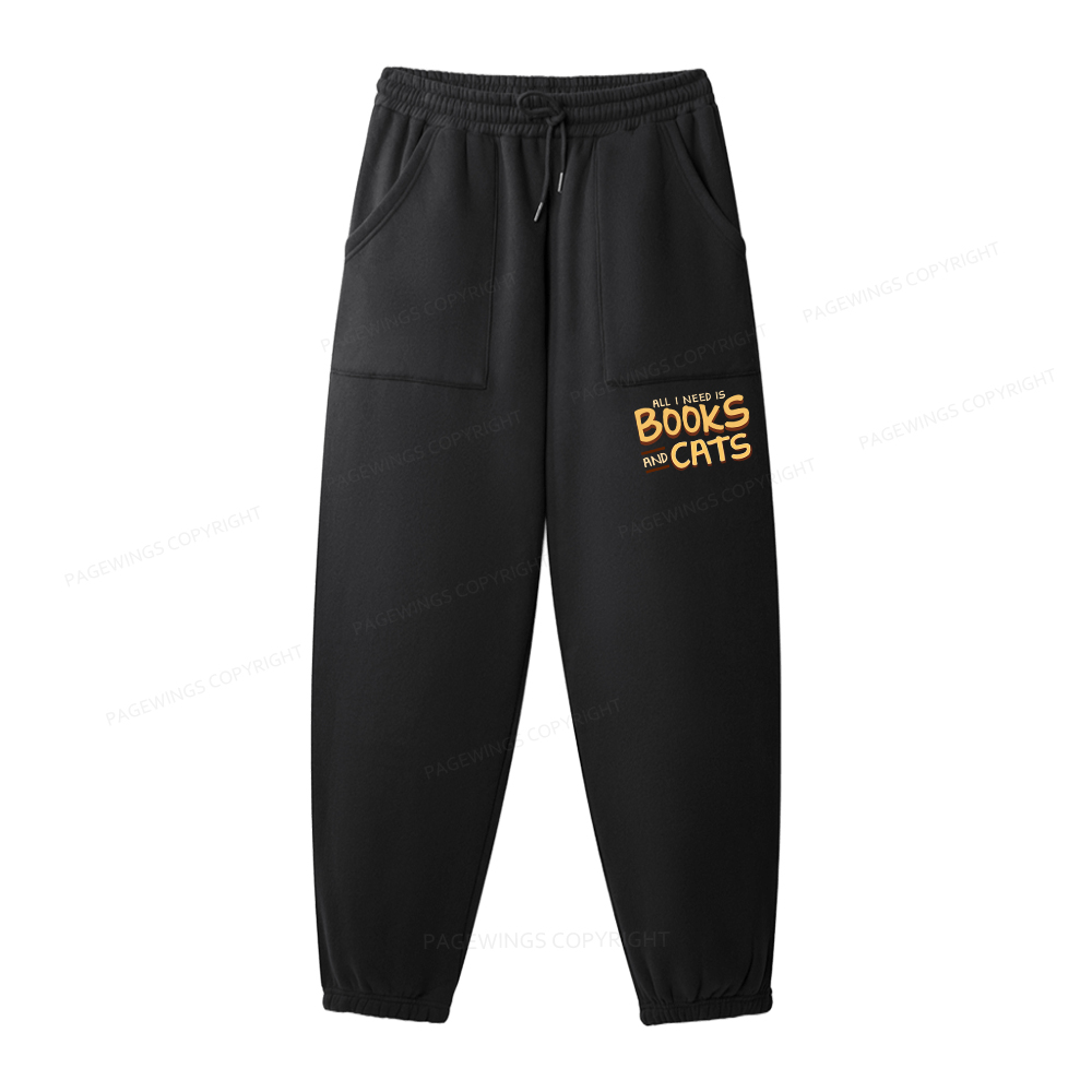 Pagewings All I Need Is Books And Cats Unisex Fleece Hoodie Set