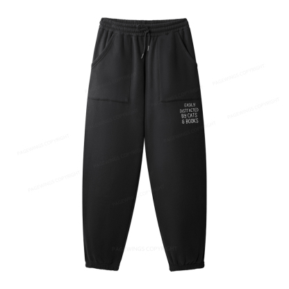 Pagewings Easily Distracted By Cats and Books Unisex Fleece Hoodie Set