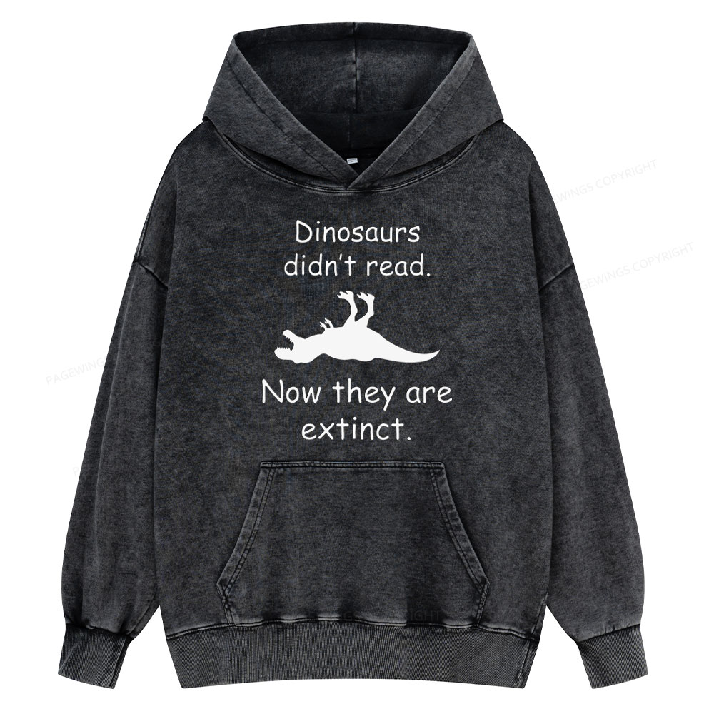 Pagewings Dinosaurs Didn't Read  Unisex Washed Hoodie