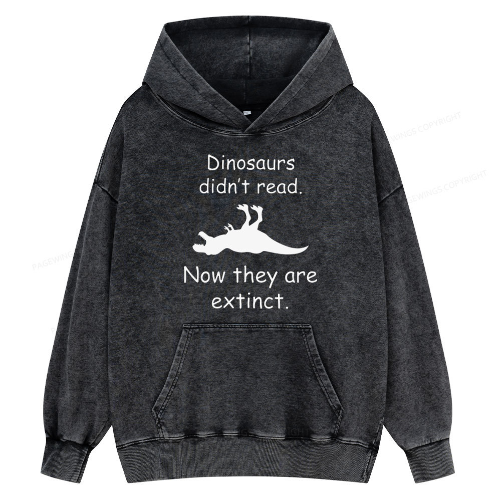 Pagewings Dinosaurs Didn't Read Unisex Washed Hoodie