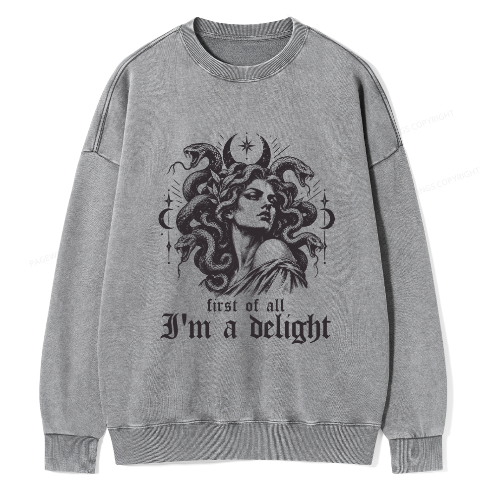 Pagewings First of All I'm a Delight Unisex Washed Sweatshirt