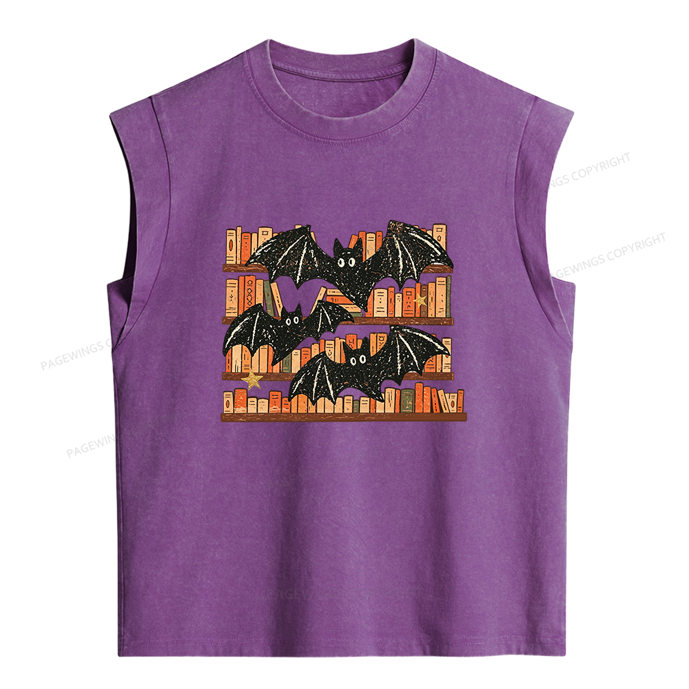 Pagewings Bat Halloween Women's Washed Tank Top