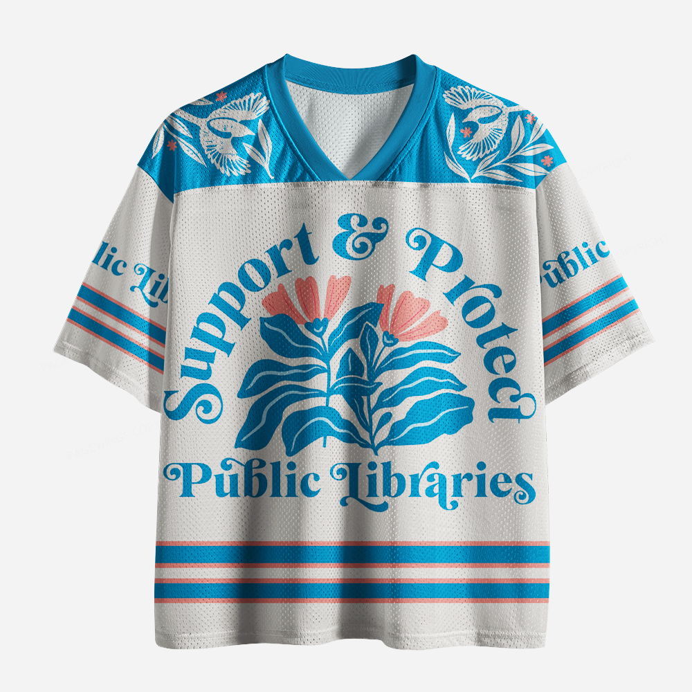 Pagewings Support and Protect Public Libraries Unisex Mesh Jersey