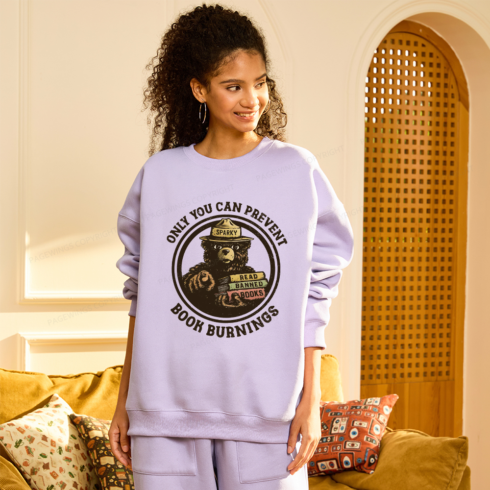 Pagewings Only You Can Prevent Book Burnings Unisex Fleece Sweatshirt Set 