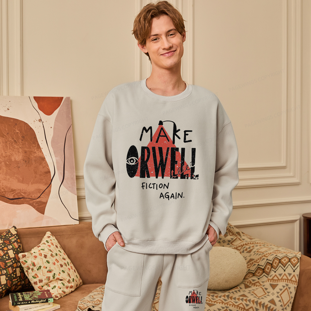 Pagewings Make Orwell Fiction Again Unisex Fleece Sweatshirt Set 