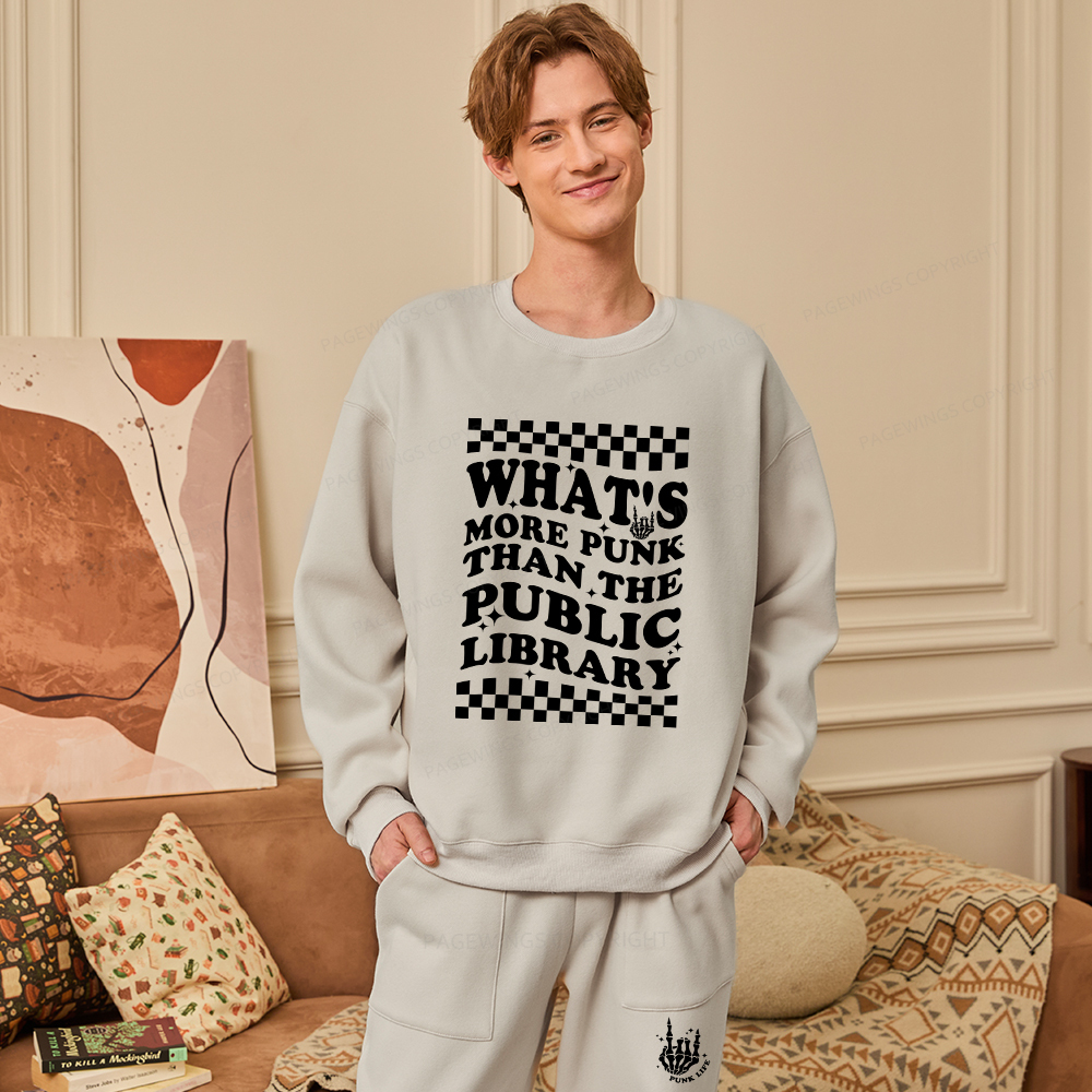 Pagewings Punk The Public Library Unisex Fleece Sweatshirt Set 
