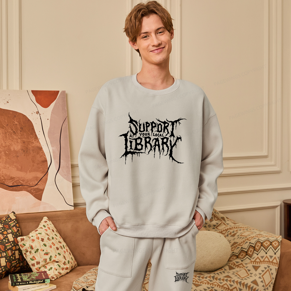 Pagewings Support Your Local Library Unisex Fleece Sweatshirt Set 