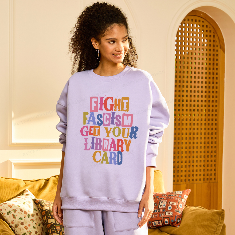 Pagewings Get Your Library Card Unisex Fleece Sweatshirt Set 
