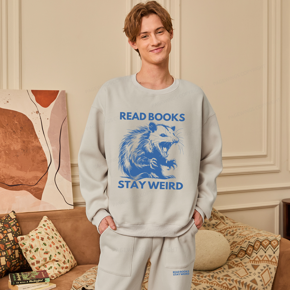Pagewings Read Books Stay Weird Unisex Fleece Sweatshirt Set 