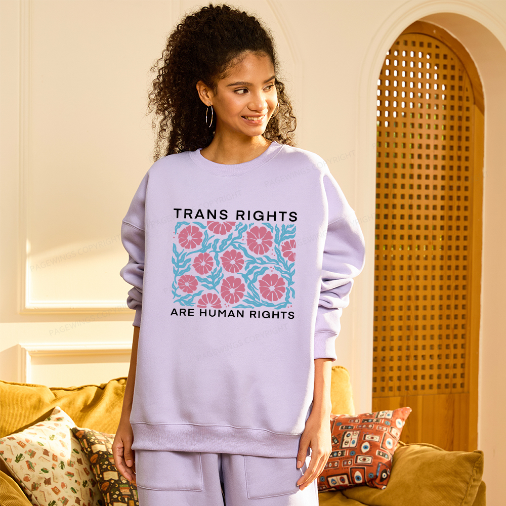 Pagewings Trans Rights Are Human Rights Unisex Fleece Sweatshirt Set 