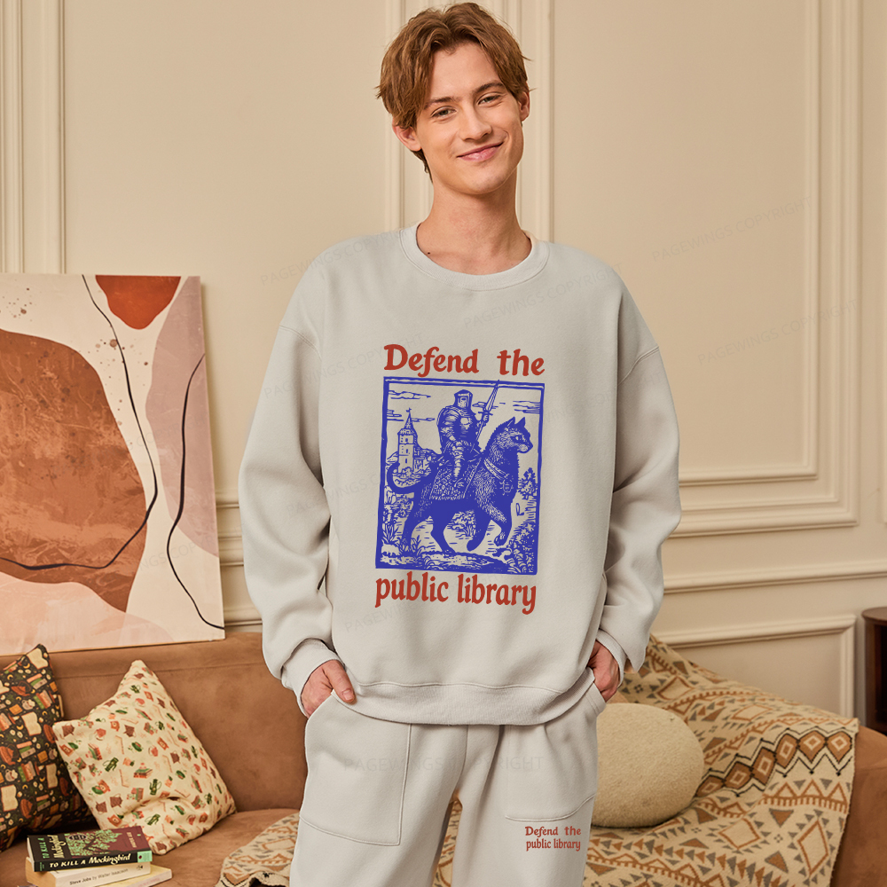 Pagewings Defend the Public Library Unisex Fleece Sweatshirt Set 