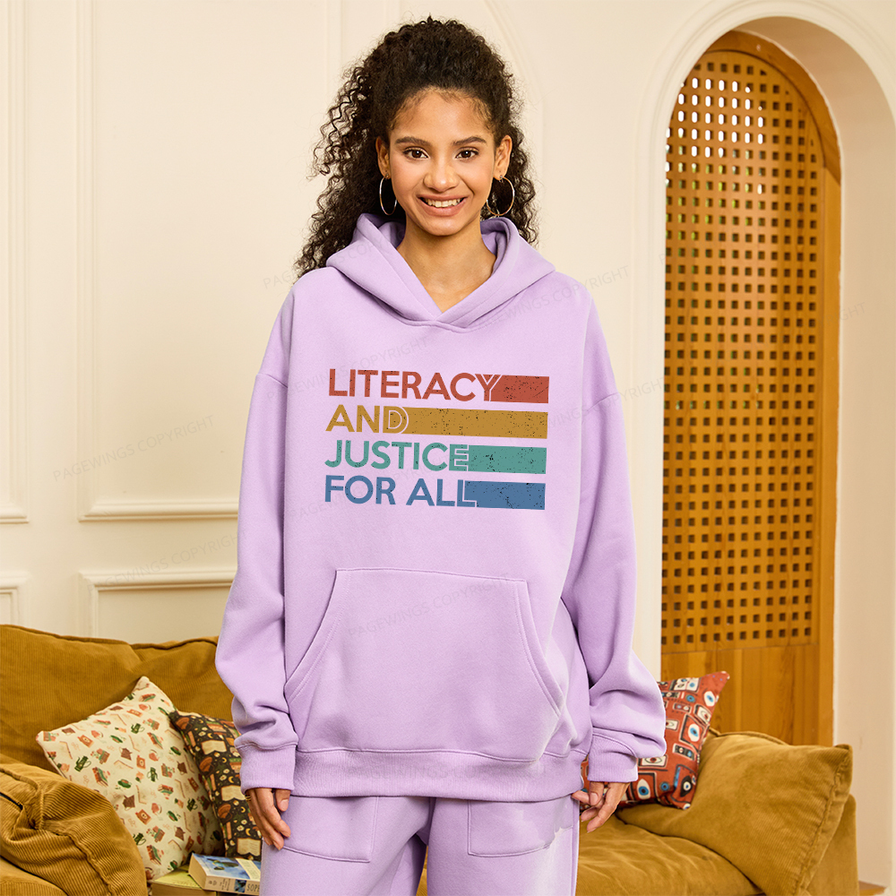Pagewings Literacy and Justice For All Unisex Fleece Hoodie Set
